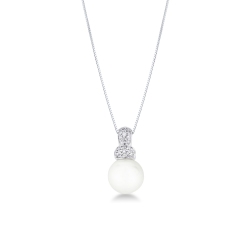 Perlenkette Damen mit Diamanten aus Weißgold