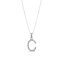 Kette mit Buchstabe C - Weißgold mit Diamanten