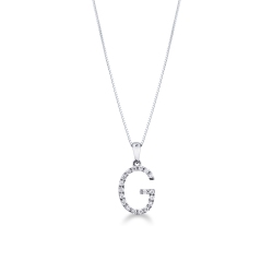Weißgold-Kette mit Buchstabe G aus Diamanten