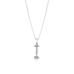 Weißgoldkette mit Diamantbuchstabe I