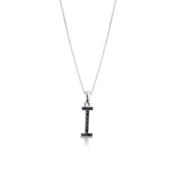 Initialen Kette I Weißgold und schwarzen Diamanten