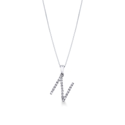 Weißgold-Kette mit Buchstabe N aus Diamanten