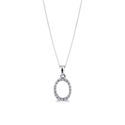 Weißgoldkette mit Diamantbuchstabe O
