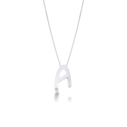 Initialen Kette Buchstabe A Weißgold und Diamanten
