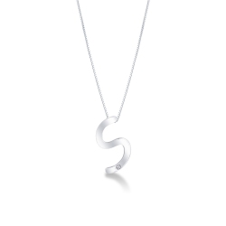 Kette mit Initialen S aus Weißgold 750 und Diamanten