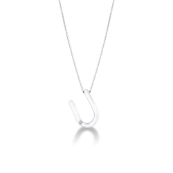 Weißgold-Kette Initialen U mit Diamanten