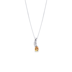 Citrin Anhänger mit Diamanten Weißgold Halskette