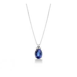 Weißgold Kette 18 Karat mit Saphir und Diamanten