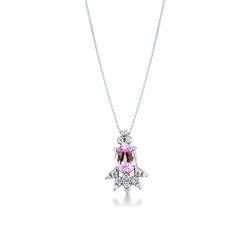 Saphir rosa Halskette mit Diamanten Weißgold