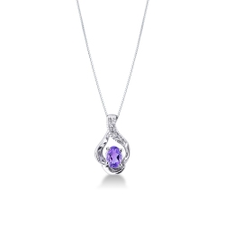 Moderne Weißgold Kette mit Amethyst und Brillanten