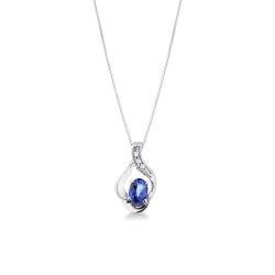 Weißgold Halskette mit Anhänger aus Saphiren und Diamanten