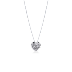 Herzkette mit Diamanten aus Weißgold 18K