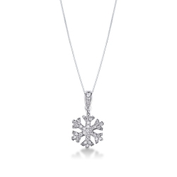 Halskette aus 18 Karat Weißgold mit Schneeflocke aus Diamanten