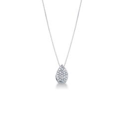18K Weißgold-Halskette mit Diamant-Tropfen-Anhänger