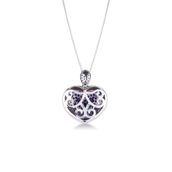 Weißgold Kette mit Herz-Anhänger aus blauen Saphiren 2