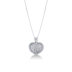 Halskette aus 18k Weißgold mit Diamant-Herz-Anhänger