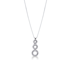 Weißgold 18K Halskette mit drei Kreisen aus Diamanten