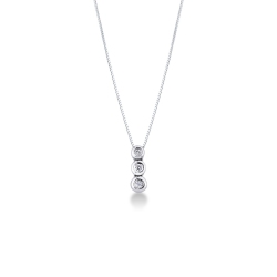 Weißgold 750 Kette mit drei Diamanten