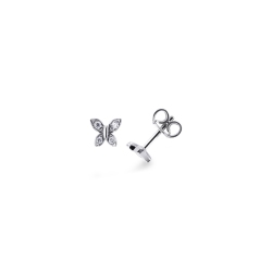 Weißgold Ohrstecker mit Schmetterlingen mit Diamanten