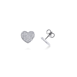Herz Ohrstecker Damen Weißgold mit Diamanten