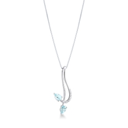 Ausgefallene Damenkette mit zwei Aquamarinen und Diamanten