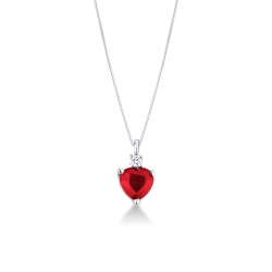 Herzkette aus Weißgold 18K mit Rubin