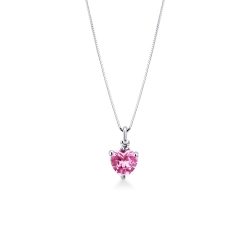 Herzkette Weißgold mit rosa Saphir und Diamant