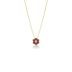 Gelbgold 18 Karat Kette mit Blume aus Rubinen