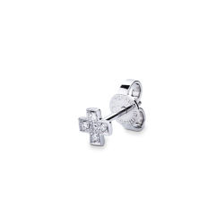 Weißgold 18K einzelner Ohrstecker mit Diamant-Kreuz
