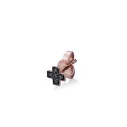 Einzelner Ohrring mit Kreuz aus schwarzen Diamanten aus Roségold 18K