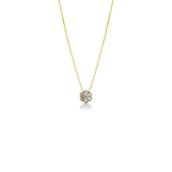 Blumenkette aus Gelbgold 18k mit Diamanten