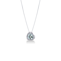 Kette aus 18k Weißgold mit Aquamarin Herzanhänger und Diamanten
