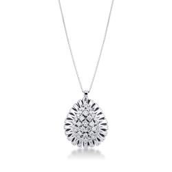 Weißgoldkette mit tropfenförmigen Diamant-Anhänger