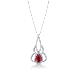 Weißgoldkette Damen mit Rubin-Anhänger