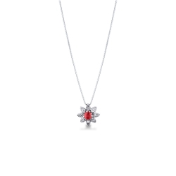 Halskette mit Stern-Anhänger aus Rubinen und Diamanten