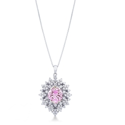 Saphir Anhänger mit Diamanten Weißgold Kette