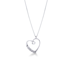 Weißgold 18k Kette mit Herzanhänger aus Diamanten