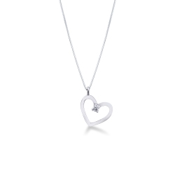 Halskette aus 18 Karat Weißgold mit Herz und Diamant