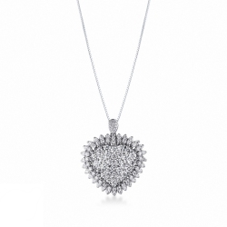 Weißgold Damenkette mit Diamant-Herz-Anhänger