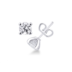 Runde Diamant-Ohrstecker aus Weißgold 750 für Damen