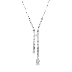 Rivière Kette Weißgold mit zwei Reihen Diamanten