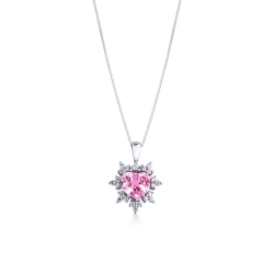 Rosa Saphir Halskette mit Diamanten Weißgold 750