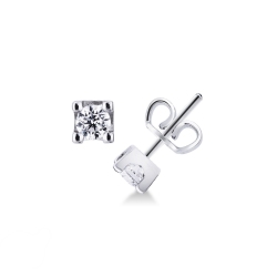 750 Weißgold Ohrstecker Damen mit Diamanten