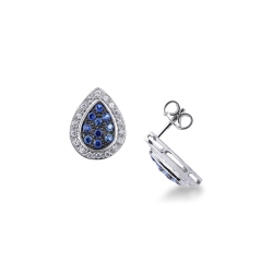 Ohrringe aus 18k Weißgold mit Brillanten und Saphiren