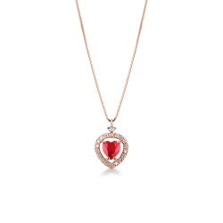 Roségold18K Herzkette mit Rubin und Diamanten