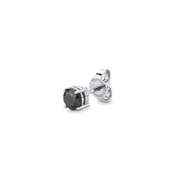 Weißgold 750 einzelner Ohrstecker mit einem schwarzen Diamant, 0,40 kt