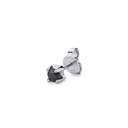 Schwarzer Diamant einzelner Ohrstecker Weißgold