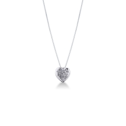 Weißgold 750 Damenkette mit Diamant-Herz