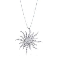 Halskette aus Weißgold 18k mit Sonne aus Diamanten