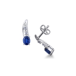 Ohrhänger Blauer Saphir und Diamanten Weißgold